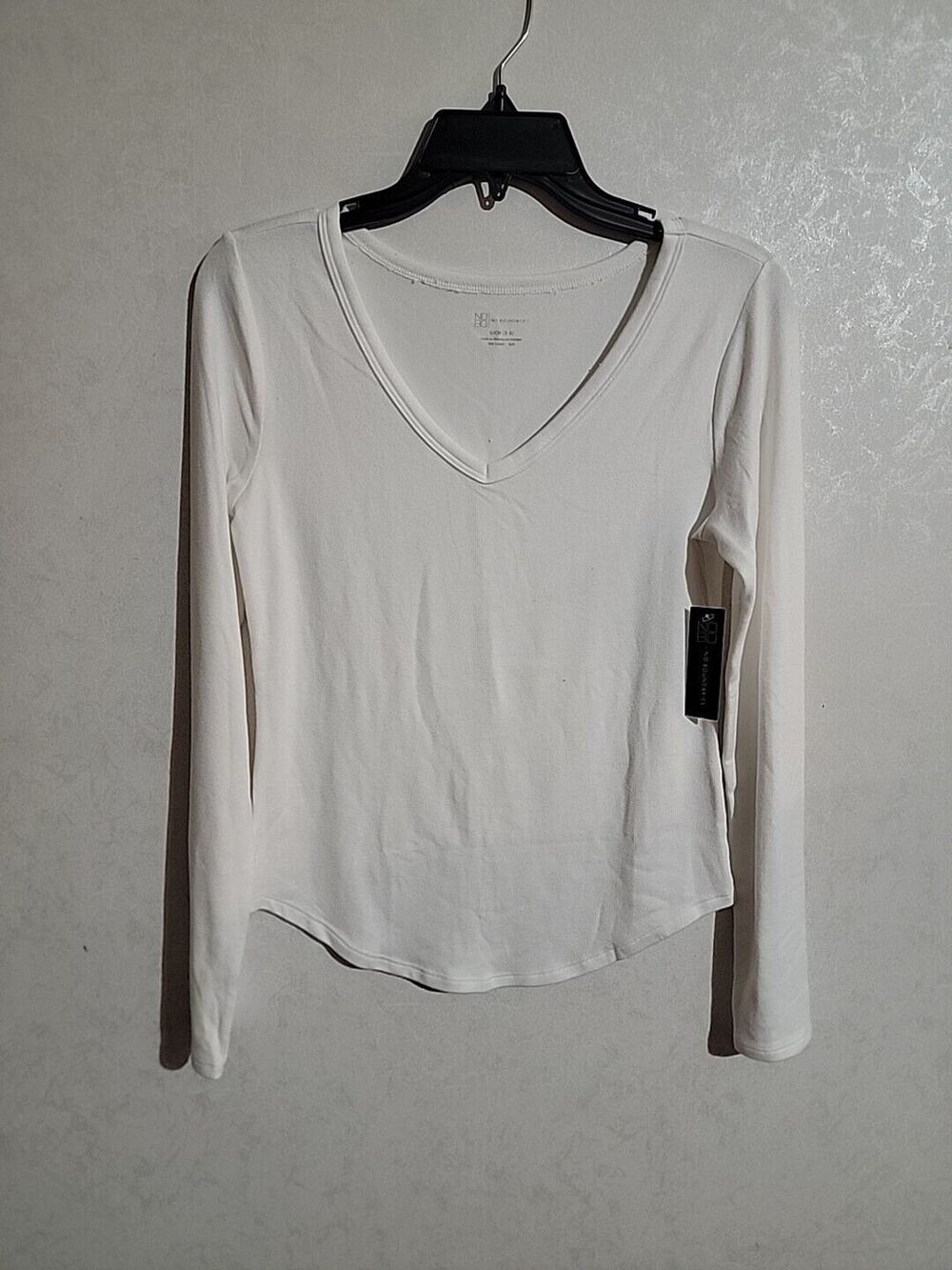 No Boundaries Juniors V Neck Long Sleeve Tee Ribbed Super Soft White sz XXL (19)
